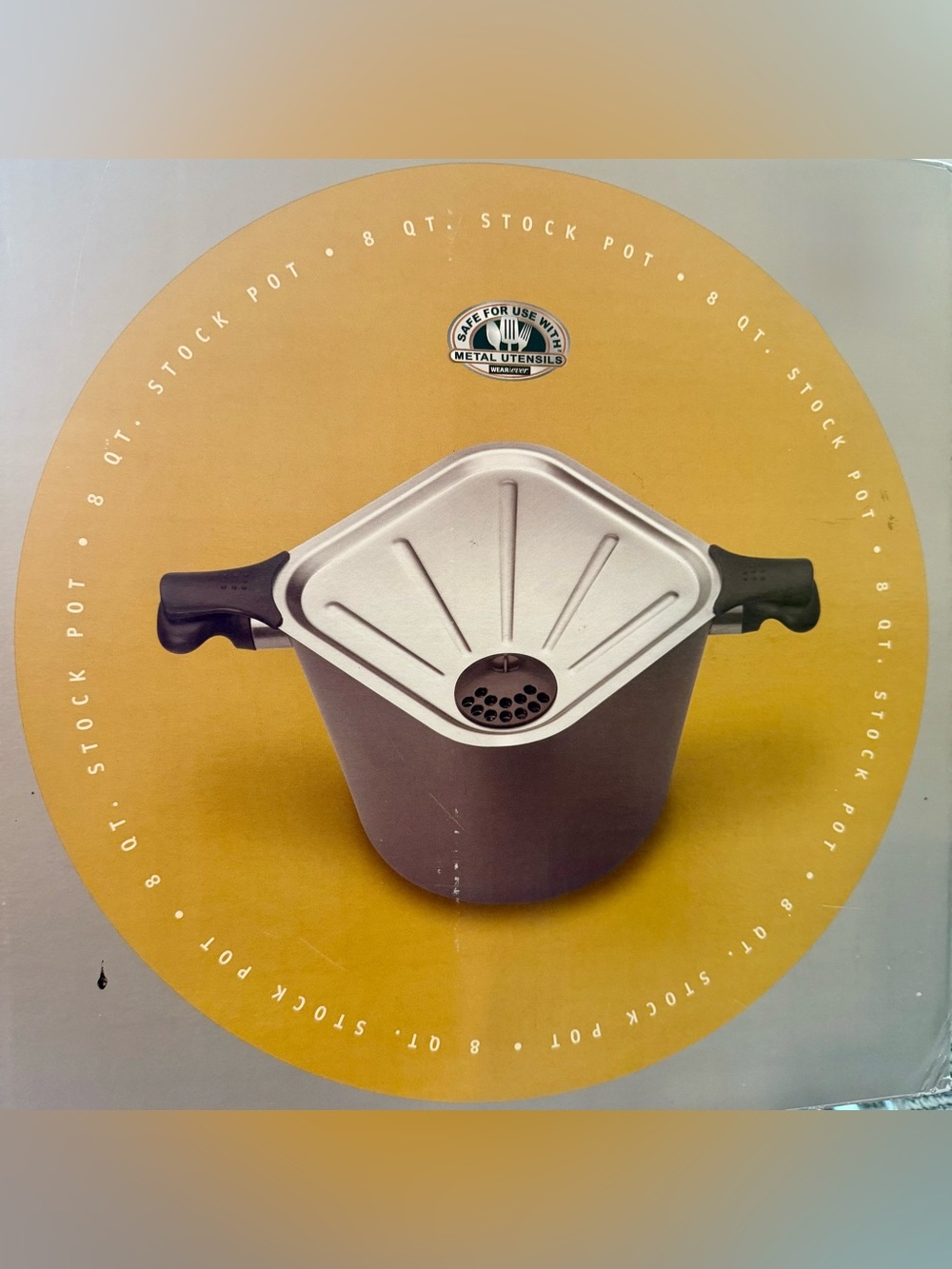 👩🏼‍🍳Allegro Wear Ever 8qt stock pot EUC vintage NWT strain drain lid VHTF square